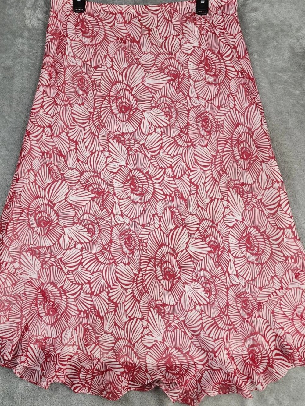 Notations Skirt Womens Extra Large Red White Floral Ruffle Hem Lined Vintage